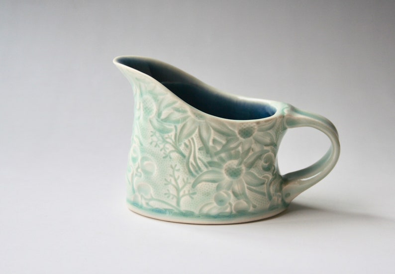 Milk jug or creamer with flannel flowers image 9