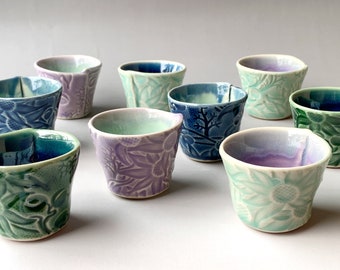 Colourful shot cups - or espresso cups in Flannel Flower Design