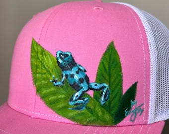 Gorra de rana - Gorra de camionero pintada a mano