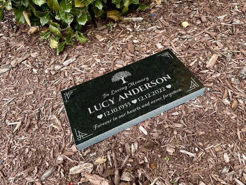 Rectangular Headstone Personalized Granite Memorial Stone – Engraved Grave Marker, Custom ...