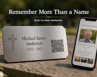 Personalized Memorial QR Code Plaque, Stainless Steel Tribute Marker, Sympathy Gift
