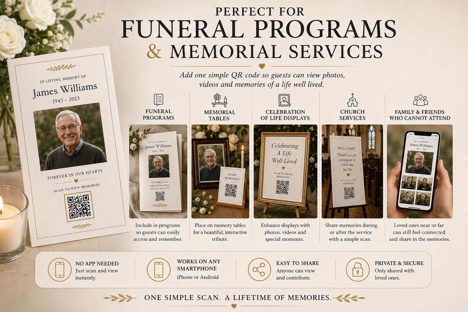 Custom Funeral QR Code for Memorial Programs & Celebration of Life - Etsy
