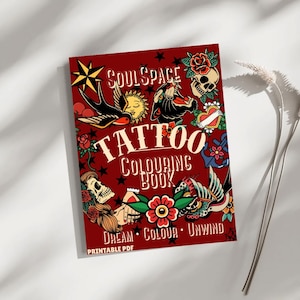 Tattoo Colouring Book for Adults: 40 Bold Line Art Pages (Digital Download)
