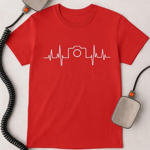 Camera Heartbeat Lifeline Shirt, Photographer ECG T-Shirt, Photography Heartbeat Tee, Gift for Camera Lovers and Photographers