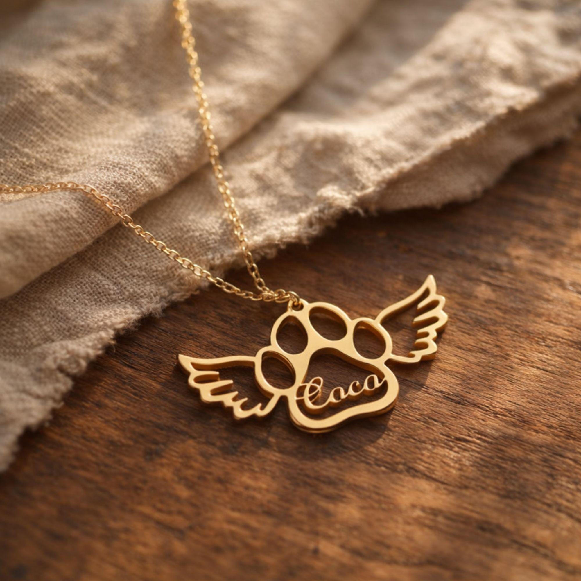 Pet Memorial Necklace, Angel Wing Paw Print, Dog Loss Gift ...