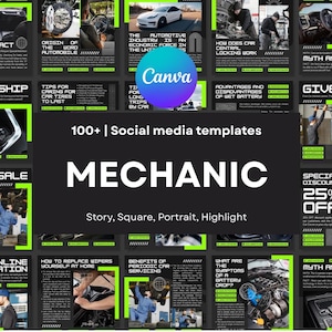 100+ Mechanic Social Media Templates | automotive, car mechanic, auto shop, Facebook, IG, Instagram post story, Canva template, ads, content