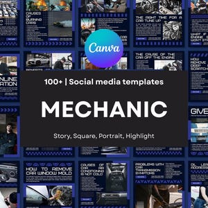 100+ Mechanic Social Media Templates | automotive, car mechanic, auto shop, Facebook, IG, Instagram post story, Canva template, ads, content