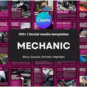 100+ Mechanic Social Media Templates | automotive, car mechanic, auto shop, Facebook, IG, Instagram post story, Canva template, ads, content