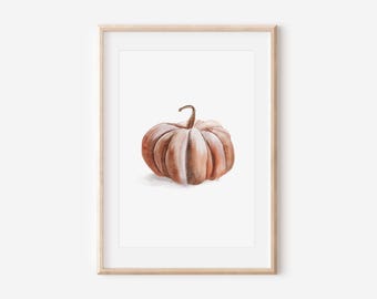 Watercolor Pumpkin Art Print: Fall Botanical Wall Decor
