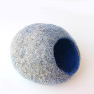 Pets Cave / Cat Cave / Cat Bed / Beds for small pets/ Gray and blue GIFT image 3