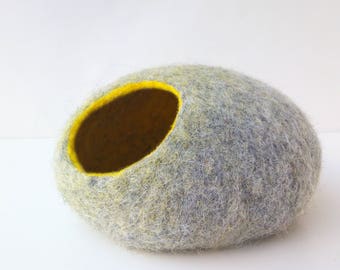 Pets Cave, Cat Cave, Bed, Beds for small pets, Gray, yellow blue, Modern pet bed, High quality cocoon Cat bed + GIFT cat toy ball