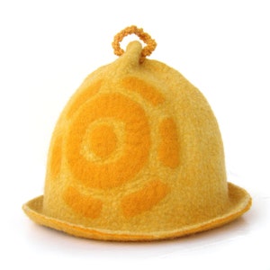 Felted Natural Wool Sauna Hat with Hook, Handmade Sauna Cap, Unisex Spa Hat, High Quality Soft Felt 100% Wool, Spa Gift for Sauna Lovers