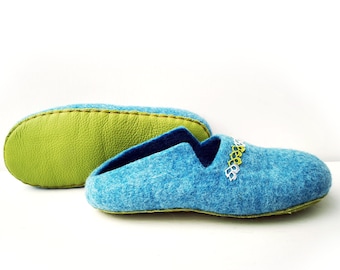 Felted Wool Women Slippers, ECO Home Shoes Clogs Valenki, Handmade Felt House Mules, Housewarming gift, Ready to Ship  37EU 38EU 6,5US 7,5US