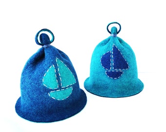 Gefilzte natürliche Wollsaunamütze mit Haken, handgefertigte Saunamütze, Unisex-Spa-Hut, hochwertiger weicher Filz 100% Wolle, Spa-Geschenk für Sauna-Liebhaber