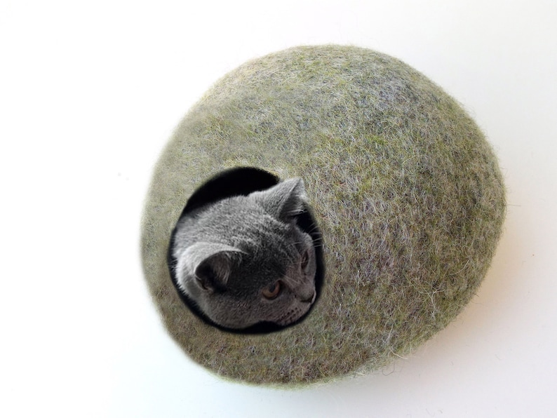 Pets Cave / Cat Cave / Cat Bed / Beds for small pets/ Gray and blue GIFT image 2