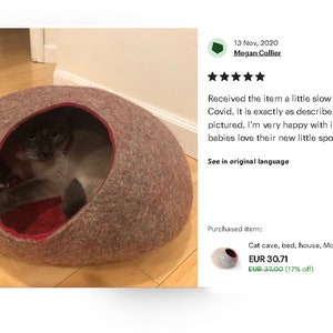 Pets Cave / Cat Cave / Cat Bed / Beds for small pets/ Gray and blue GIFT image 10