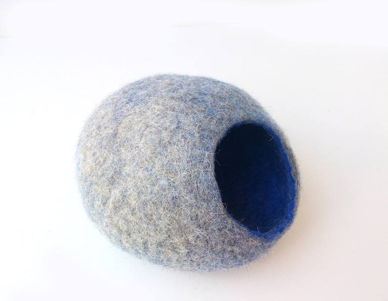Pets Cave / Cat Cave / Cat Bed / Beds for small pets/ Gray and blue GIFT image 3