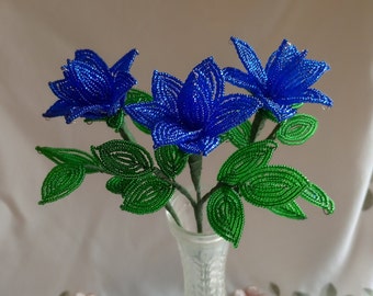 Beaded Blue Roses