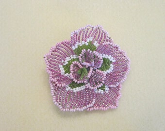 French Beaded Flowers Anemone Brooch Pin