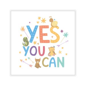 Motivational Kiss-Cut Stickers - Yes You Can, Inspirational Quote Decoration, Laptop Decals, Car Bumper Sticker, Waterproof Vinyl Sticker