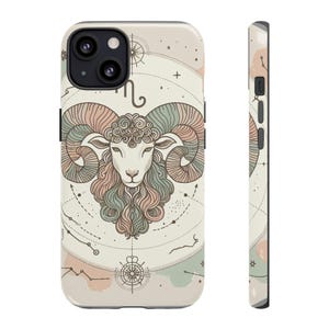 Boho Aries Zodiac Phone Case | Aesthetic Horoscope iPhone Cover | Celestial Star Sign Gift for Her | Astrology Birthday Case