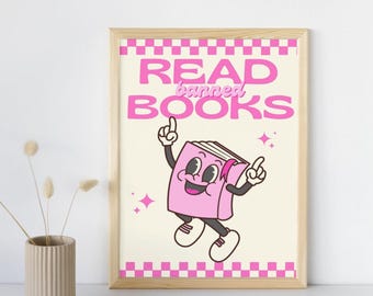 Poster "Leggi libri proibiti": stampa retrò per amanti dei libri, decorazione per biblioteca (download digitale)