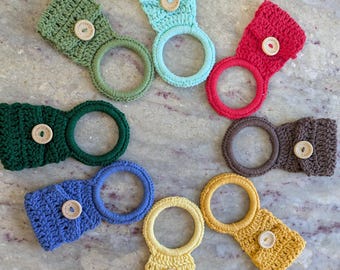 Handmade Crochet Towel Ring with Button