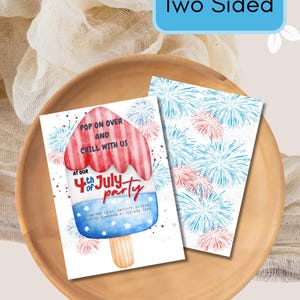 Pop on Over, faire-part à une fête du 4 juillet, faire-part d'été, cartes de fête pour feux d'artifice, cartes de voeux pour les fêtes, papeterie pour une célébration amusante,
