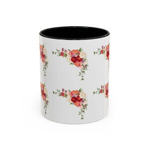 Floral Accent Coffee Mug, Gift for Mom, Floral Mug, Tea Lover's Mug MF