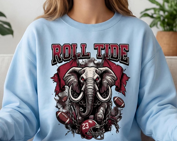 Aggressive Alabama Elephant Mascot PNG Bundle | 4-File Pack (300 & 600 DPI) | Dark Grunge Crimson Tide Football Design | DTF Sublimation