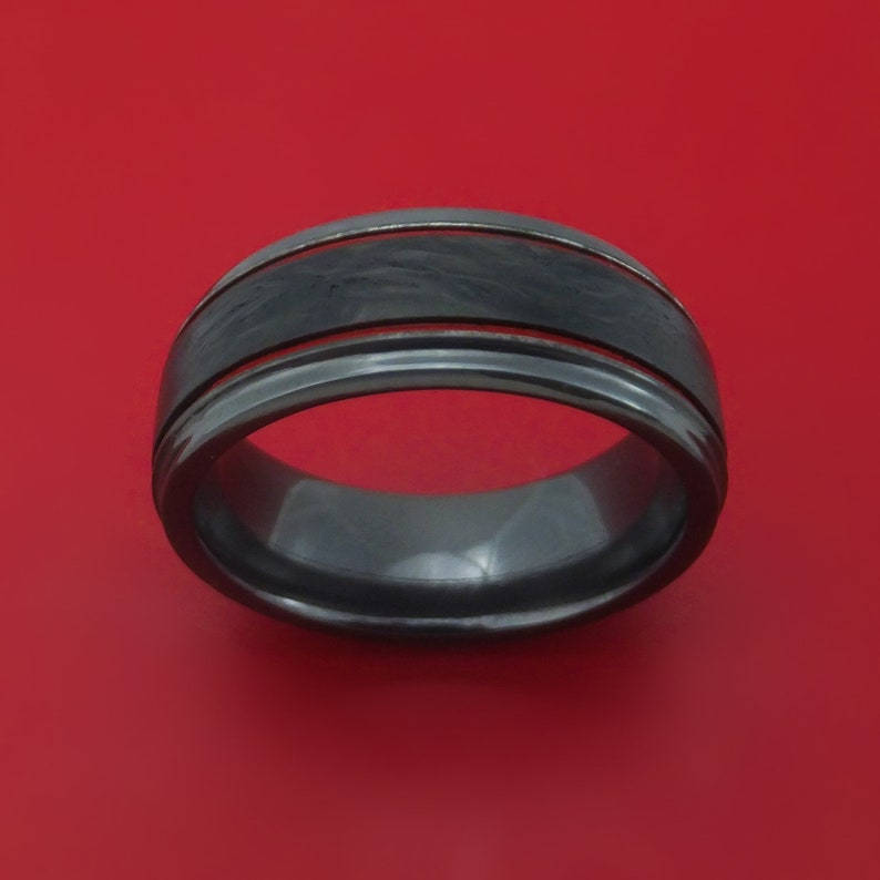Black Zirconium and Carbon Fiber Ring With Cerakote Etsy