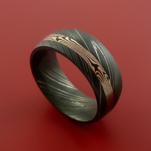Damascus and 14k ROSE Mokume Gane GOLD Ring Custom Made