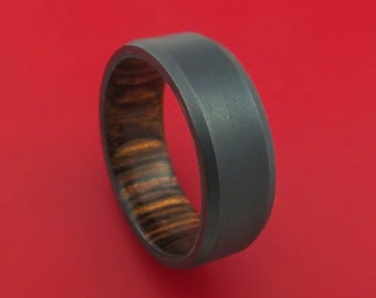 Black Zirconium Ring with Ziricote Hardwood Interior Sleeve Custom Made