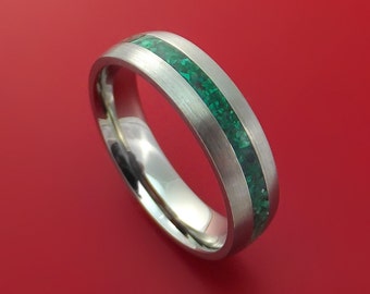 Titanium Ring with Malachite Stone Inlay Custom Made