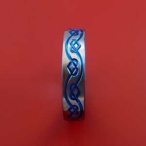 Titanium Celtic Band Infinity Design Ring Anodized Blue Custom Made image 3