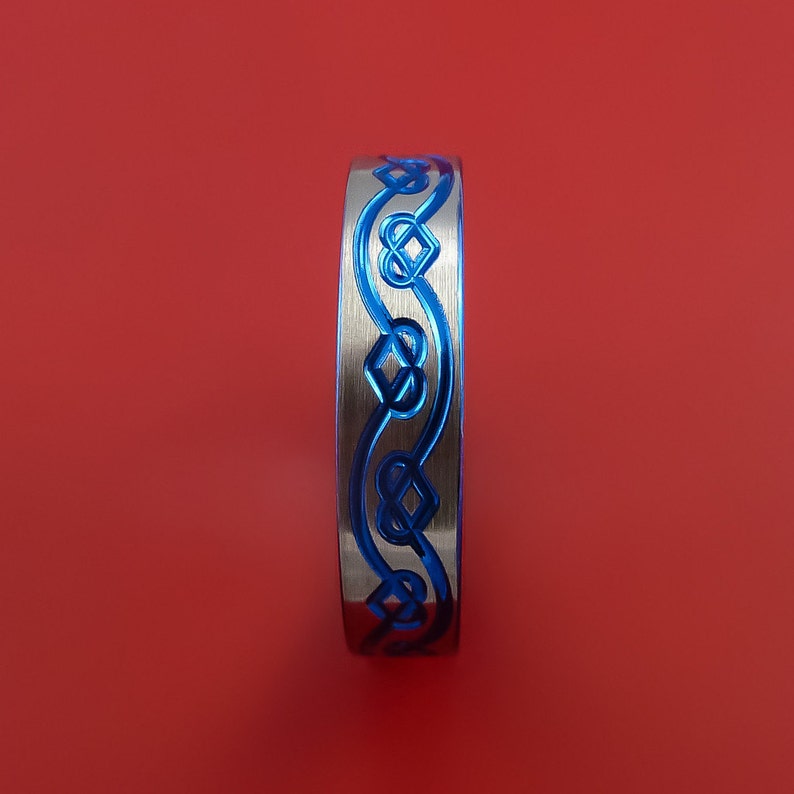 Titanium Celtic Band Infinity Design Ring Anodized Blue Custom Made image 3