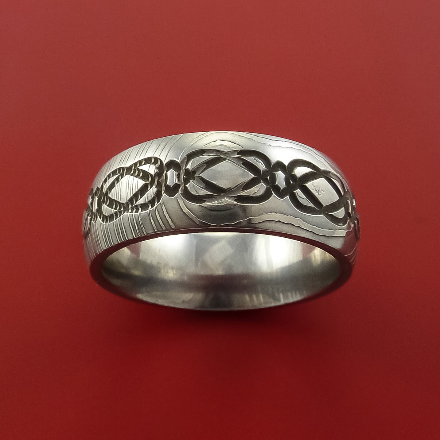 Damascus Steel Celtic Knot Ring Infinity Design Wedding Band - Etsy