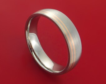 Rose Gold Ring and Titanium Custom Made Band Any Finish and Sizing from 3-22