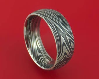 Marbled Kuro Damascus Steel Ring Custom Made Wedding Band