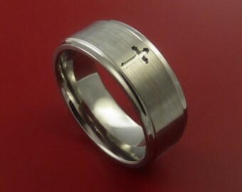 Titanium CHRISTIAN Wedding Band Cross Ring Made to Any Sizing and Finish 3-22