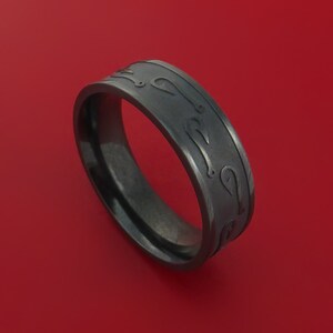 Black Zirconium Fish Hook Design Ring Custom Made Fishing Band