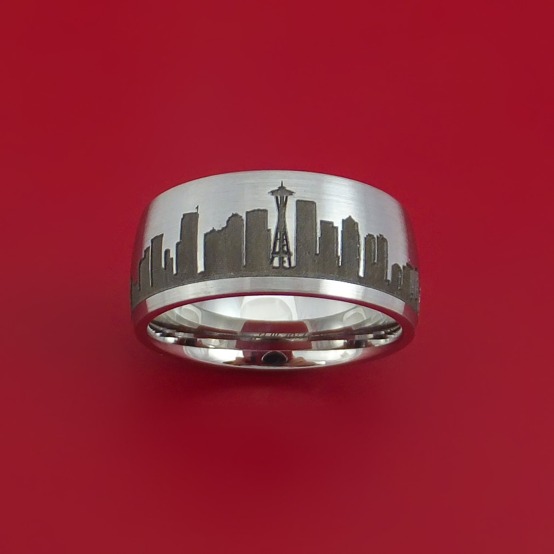 Cobalt Chrome Ring With Seattle Skyline Cityscape Custom Made Etsy