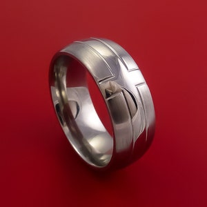 Titanium Ring with Cross Design Custom Made Band