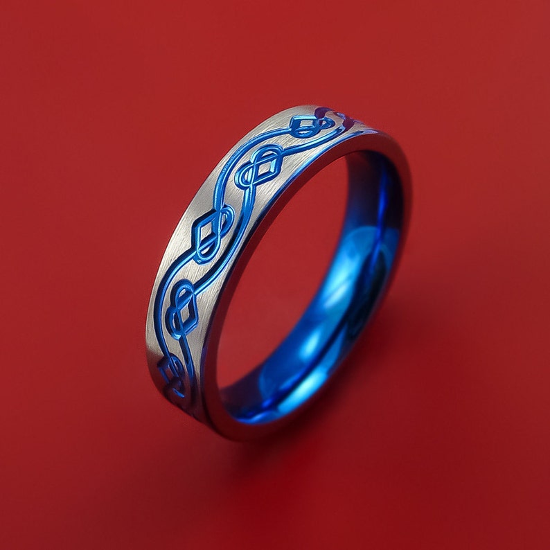 Titanium Celtic Band Infinity Design Ring Anodized Blue Custom Made image 4
