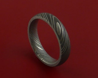 Damascus Steel Ring Acid Finish Genuine Craftsmanship Band