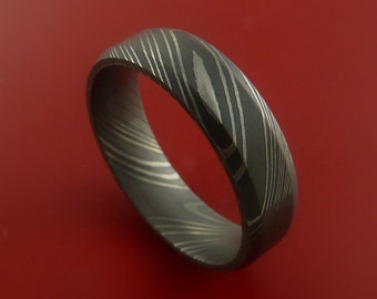 Damascus Steel Ring Acid Finish Wedding Band