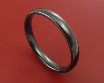 Black Zirconium Ring Traditional Style Ladies Band Made to Any Sizing and Finish 3-22
