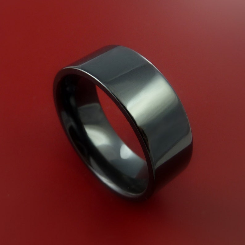 Black Zirconium Ring Traditional Style Band Made to Any Sizing Etsy