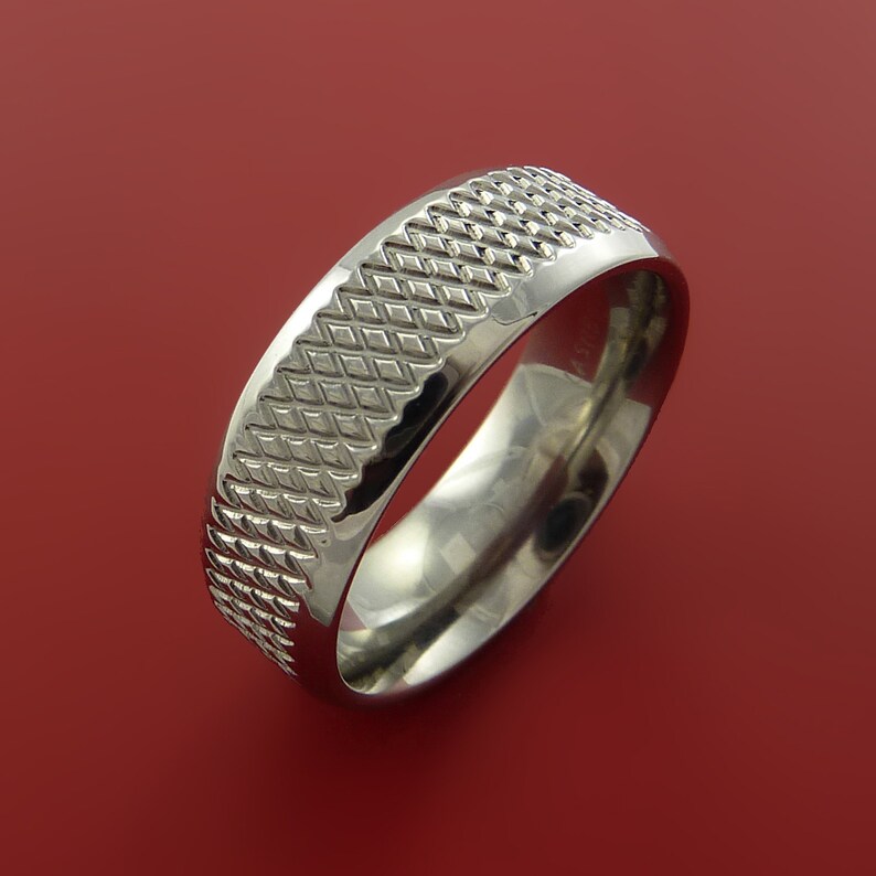 Cobalt Chrome Wide Ring Textured Knurl Pattern Band Made to Any Sizing and Finish 3-22