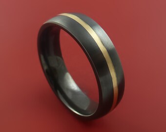 Black Zirconium and 14K Yellow Gold Ring Custom made Band Any Finish and Sizing from 3-22